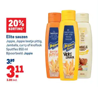 Makro Elite sauzen aanbieding