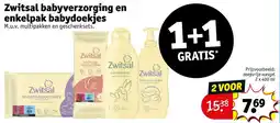 Kruidvat Zwitsal babyverzorging en enkelpak babydoekjes aanbieding