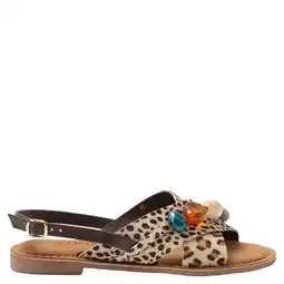Wehkamp Lazamani Marika sandalen met panterprint beige/bruin aanbieding