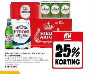 Pils van Grolsch, Peroni, Stella Artois of Dommelsch