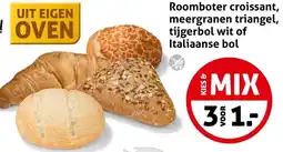 Hoogvliet Roomboter croissant, meergranen triangel, tijgerbol wit of Italiaanse bol aanbieding