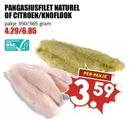 De Boerenschuur Pangasiusfilet naturel of citroen/knoflook aanbieding