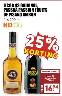 De Boerenschuur Licor 43 Original, Passoa Passion Fruits of Pisang Ambon aanbieding