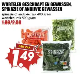 De Boerenschuur wortelen spinazie of andijvie aanbieding