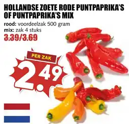 De Boerenschuur hollandse zoete rode punt paprika's of punt paprika's mix aanbieding