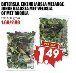 De Boerenschuur botersla, eikenbladsla melange, jonge bladsla met veldsla of met rucola aanbieding