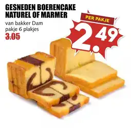 De Boerenschuur van bakker Dam gesneden boerencake naturel of marmer aanbieding