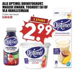 De Boerenschuur Optimel drinkyoghurt, magere kwark, yoghurt en/of vla vanillesmaak aanbieding