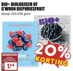 De Boerenschuur Bio+ biologisch of g'woon diepvriesfruit aanbieding