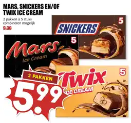 De Boerenschuur mars, snickers en/of twix ice cream aanbieding