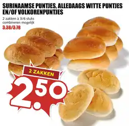 De Boerenschuur surinaamse puntjes, alledaags witte puntjes en/of volkoren puntjes aanbieding