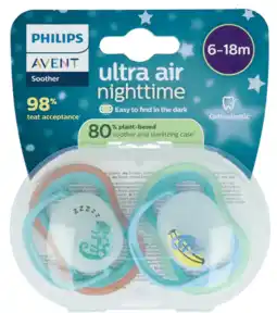 De Online Drogist Avent Ultra Air Nighttime Fopspeen 6-18M 2ST aanbieding