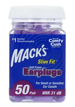 De Online Drogist Macks Soft Foam Earplugs SafeSound Slim Fit 50PR aanbieding