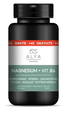 De Online Drogist Alfa Magnesium & Vit B6 Capsules 180VCP aanbieding