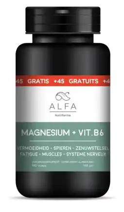 De Online Drogist Alfa Magnesium & Vit B6 Capsules 180VCP aanbieding