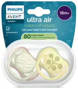 De Online Drogist Avent Ultra Air Fopspeen Colors of Nature Design 18M+ 2ST aanbieding