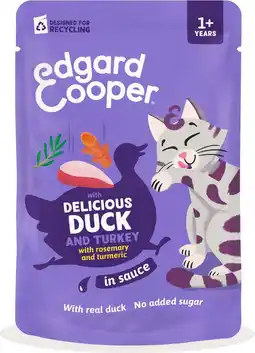 Intratuin Edgard & Cooper kattenvoer in saus adult eend en kalkoen 85 g aanbieding