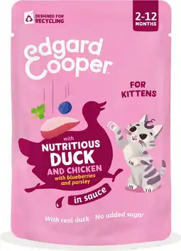 Intratuin Edgard & Cooper kattenvoer in saus kitten eend en kip 85 g aanbieding