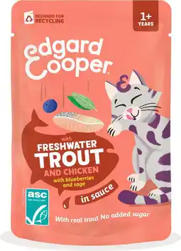 Intratuin Edgard & Cooper kattenvoer in saus adult forel en kip 85 g aanbieding