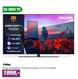 EP Philips 55OLED851 4k OLED Ambilight TV 55 inch aanbieding