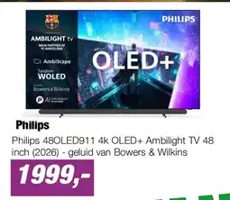 EP Philips Philips 48OLED911 4k OLED+ Ambilight TV 48 inch (2026) - geluid van Bowers & Wilkins aanbieding