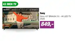 EP Sony Sony 43" BRAVIA 3 II - 4K LED TV 2026 aanbieding
