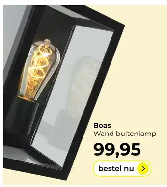 Lampidee Boas - Buiten wandlamp met glas 1 lichts zwart aanbieding