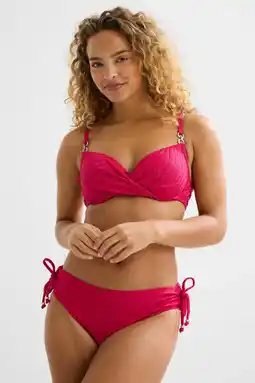 Wehkamp BEACHWAVE bikinibroekje met textuur fuchsia aanbieding