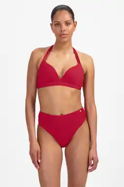 Wehkamp Beachlife high waist bikinibroekje met textuur rood aanbieding