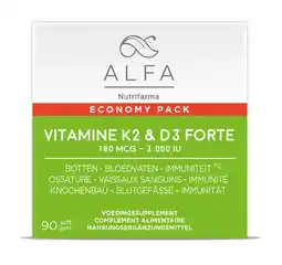 De Online Drogist Alfa Vitamine K2 & D3 Forte 90SG aanbieding