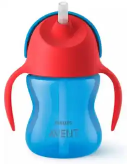De Online Drogist Avent Rietjesbeker Blauw-Rood 9M+ 1ST aanbieding