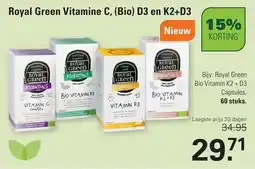 De Online Drogist Royal Green Vitamine C, (Bio) D3 en K2+D3 aanbieding