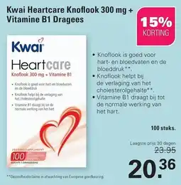 De Online Drogist Kwai Heartcare Knoflook 300 mg + Vitamine B1 Dragees aanbieding