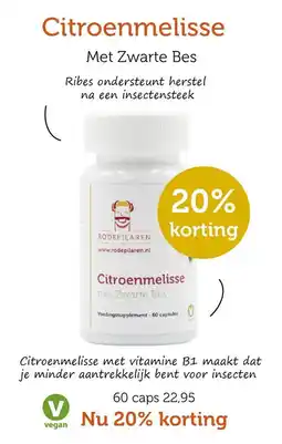 De Rode Pilaren rodepilaren citroenmelisse met zwarte bes aanbieding