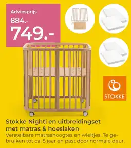 Prenatal Stokke Nighti en uitbreidingset met matras & hoeslaken aanbieding