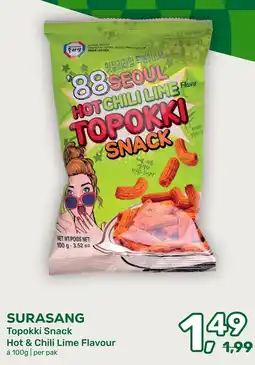 Amazing Oriëntal surasang topokki snack hot & chili lime flavour aanbieding