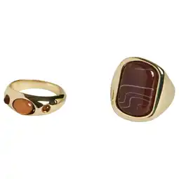 Wehkamp PIECES ring PCPAULINE - set van 2 goudkleurig/bruin aanbieding