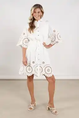 Wehkamp NUKUS mini jurk broderie ecru aanbieding