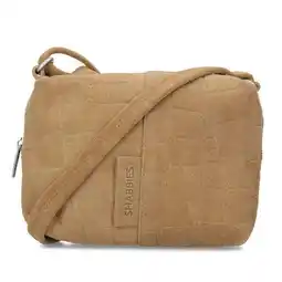 Wehkamp Shabbies Amsterdam suede crossbody tas Saar Croco lichtbruin aanbieding