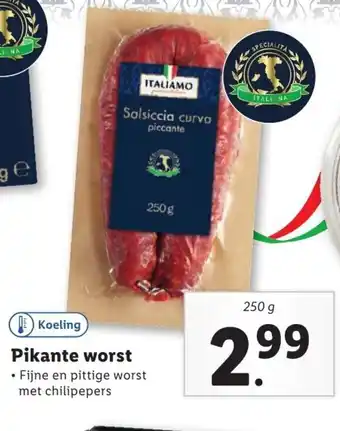 Lidl Pikante worst 250g aanbieding