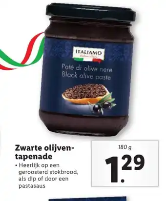 Lidl Zwarte olijven-tapenade 180g aanbieding