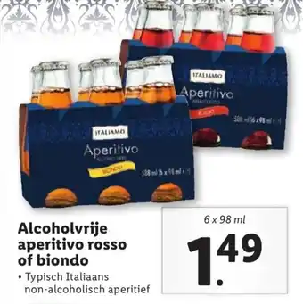 Lidl Alcoholvrije aperitivo rosso of biondo 6x98ml aanbieding