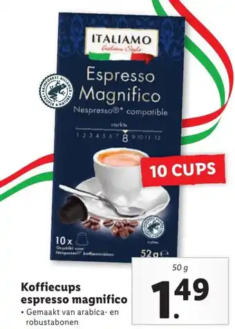 Lidl Koffiecups espresso magnifico 50g aanbieding