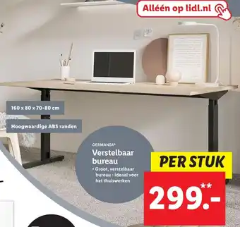 Lidl Verstelbaar bureau 160 x 80 x 70 -80cm aanbieding