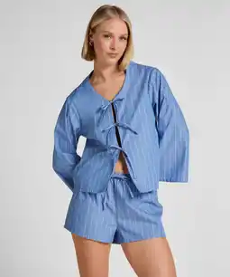 Hunkemoller Hunkemöller Gestreept Katoenen Pyjama short Blauw aanbieding