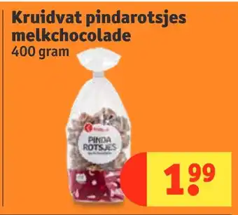 Kruidvat Kruidvat pindarotsjes melkchocolade 400 gram aanbieding