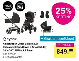 Van Asten BabySuperstore Kinderwagen Cybex Balios S Lux Chocolate Brown/Brown + Autostoel Joy Glide 360° All Black & Base aanbieding