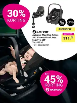 Van Asten BabySuperstore Maxi-Cosi Autostool Maxi-Cosi Pebble 360° Essential Black met FamilyFix 360° aanbieding
