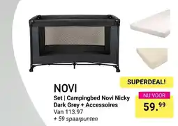 Van Asten BabySuperstore Novi campingbed novi nicky dark grey + accessoires aanbieding