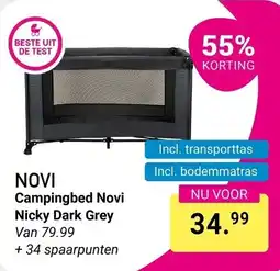 Van Asten BabySuperstore Novi Campingbed Novi Nicky Dark Grey aanbieding
